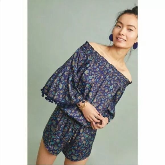 Anthropologie x Raga Pommed Off-The-Shoulder Romper - Picture 2 of 8